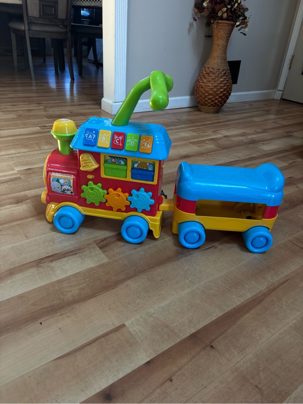 Bright Multi-Activity Ride-On Train Toy - Blue, Red & Yellow